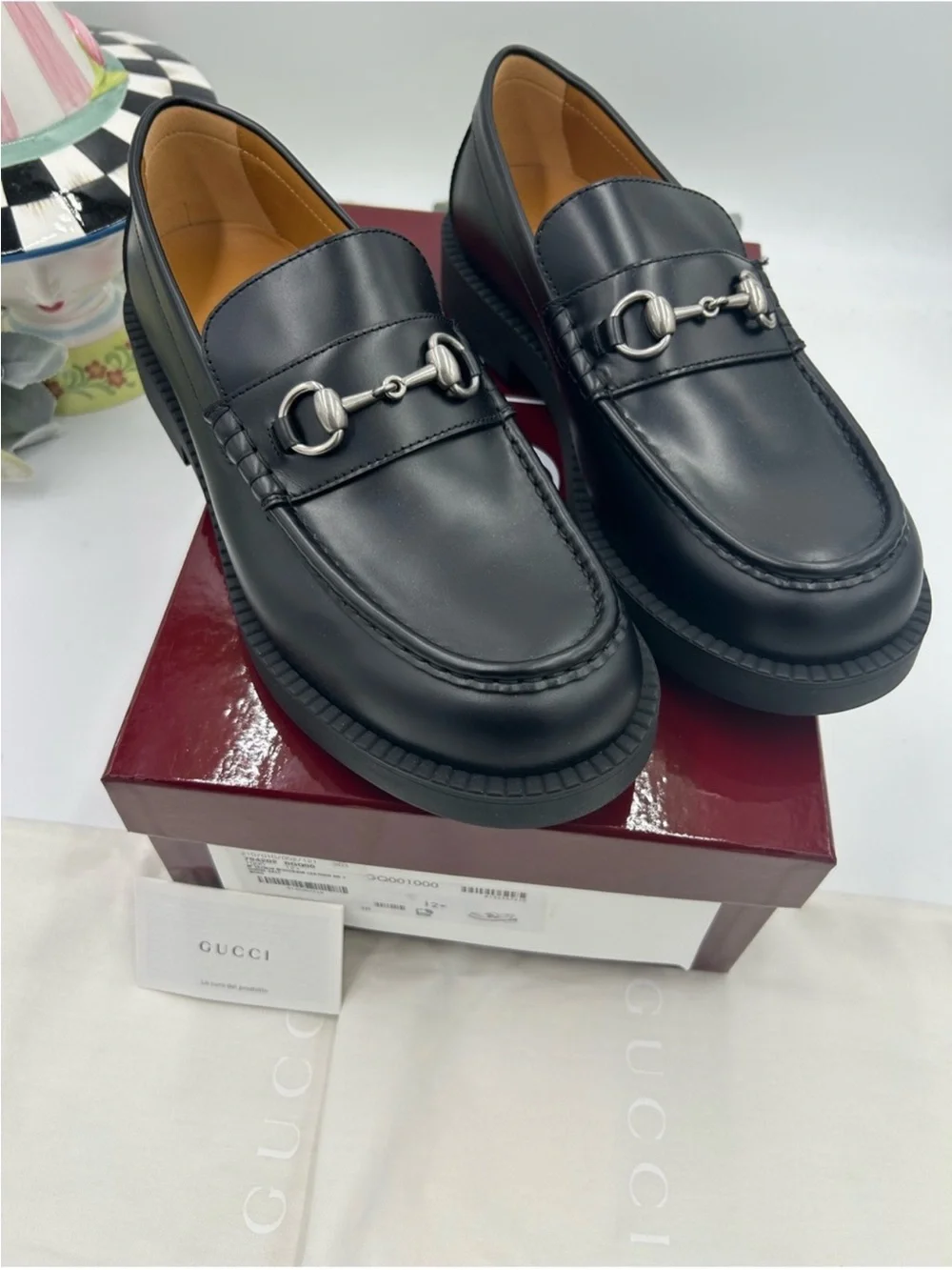 Men’s Gucci, leather horse bit loafers size 12.5 fits 13 US made in Italy